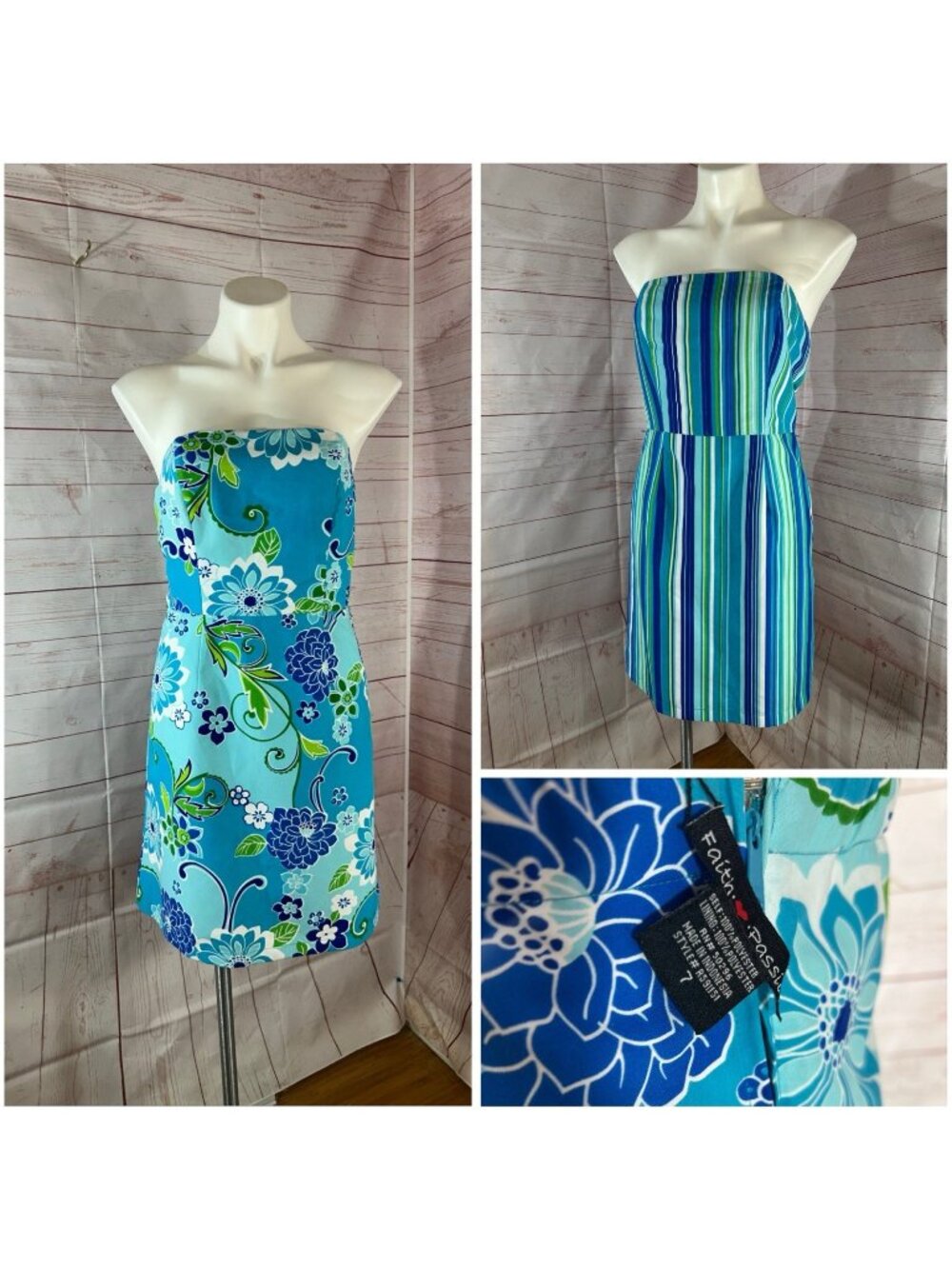 Womens size 7 Faith Love Passion Halter Reversible Blue Floral Dress Zip back